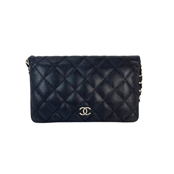 Chanel Black Caviar Leather Long Wallet WOC Clutch - Picture 1 of 16